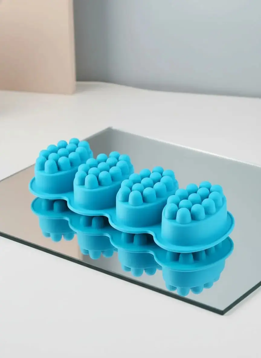 Forma De Silicone Para Sabonete Artesanal Massageador Grande 4 Cavidades thumbnail 4