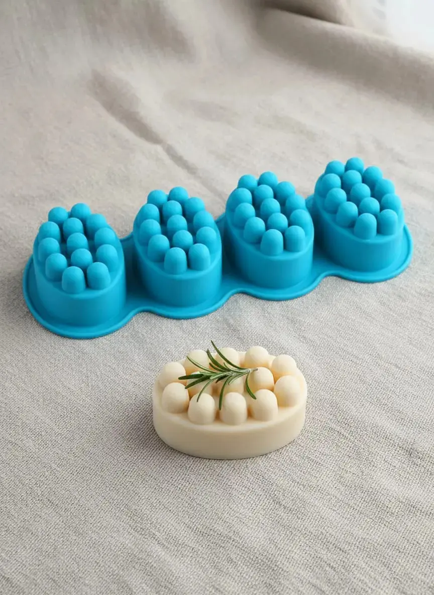 Forma De Silicone Para Sabonete Artesanal Massageador Grande 4 Cavidades thumbnail 6