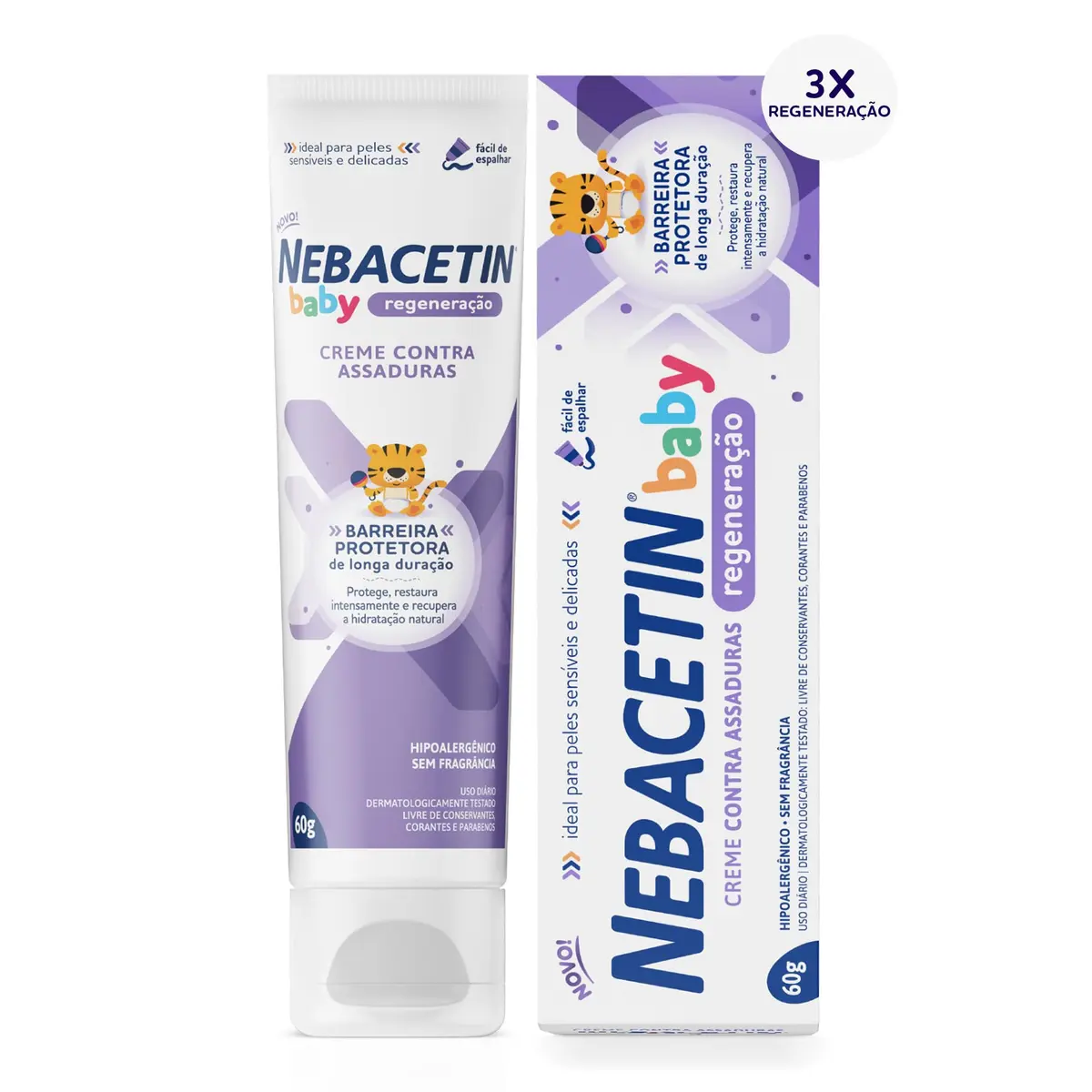 Nebacetin Baby Regeneração Pomada Contra Assaduras 60g - Cuida e Trata Peles Irritadas, Forma Barreira Protetora na Pele - 1
