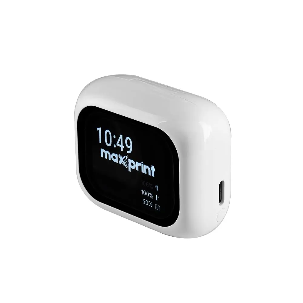 Fone de Ouvido Bluetooth TWS Branco com Cancelamento de Ruído ANC e Display Touch – Maxprint FBT3002 - 1