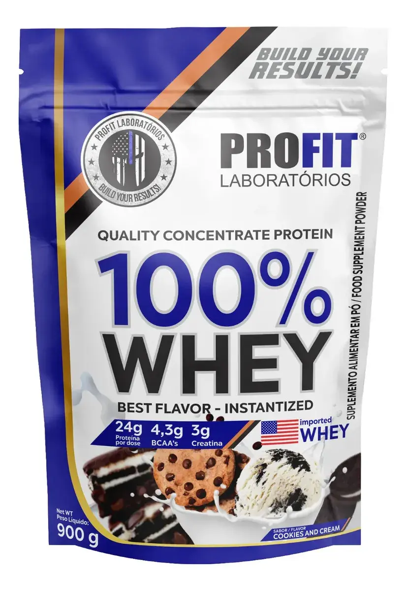 Whey protein Profit 100% Quality Concentrate em pó sabor Cookies and cream x 900g