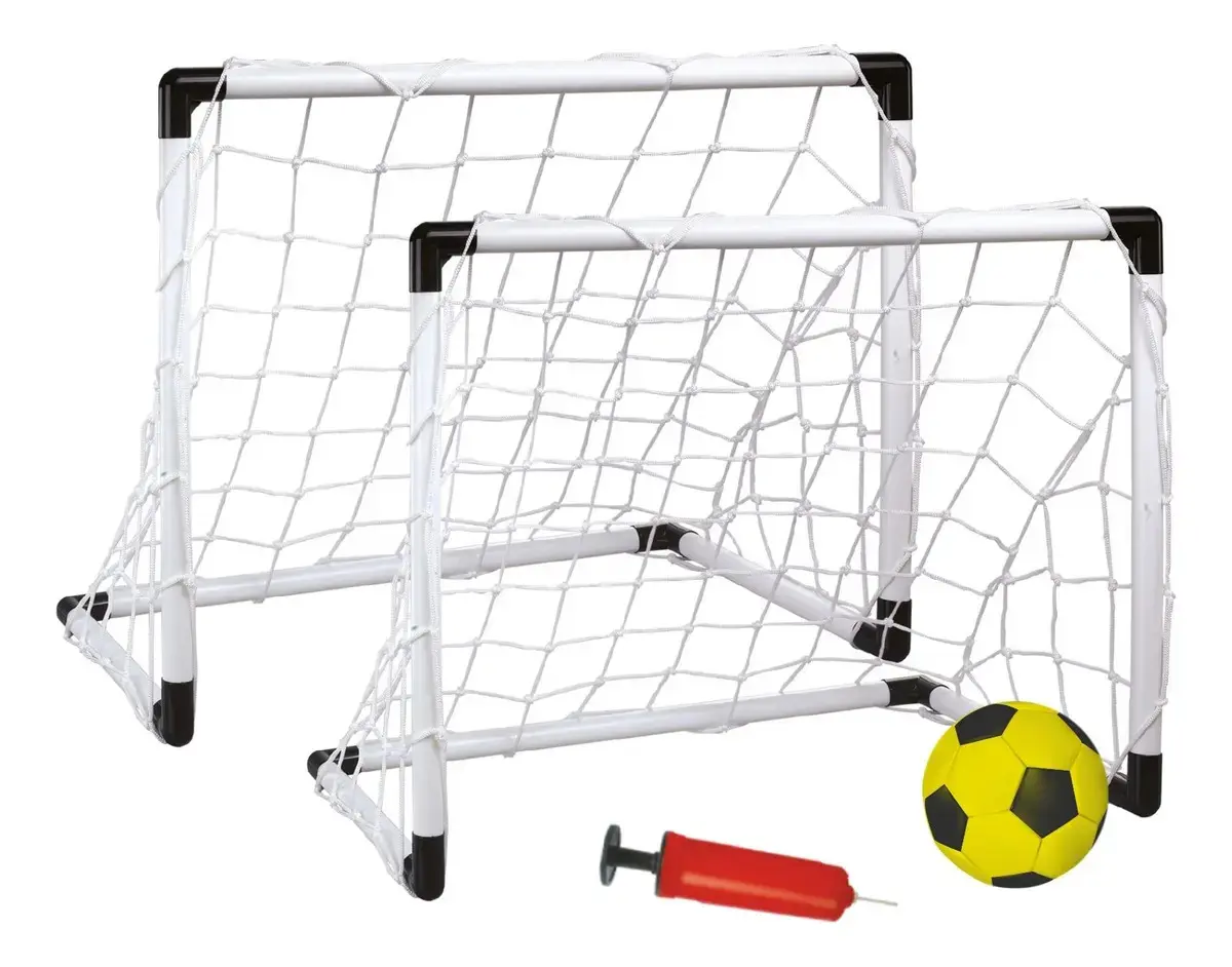 Trave Futebol Kit 2 Mini Golzinhos Gol Infantil Bola E Bomba Branco - 1