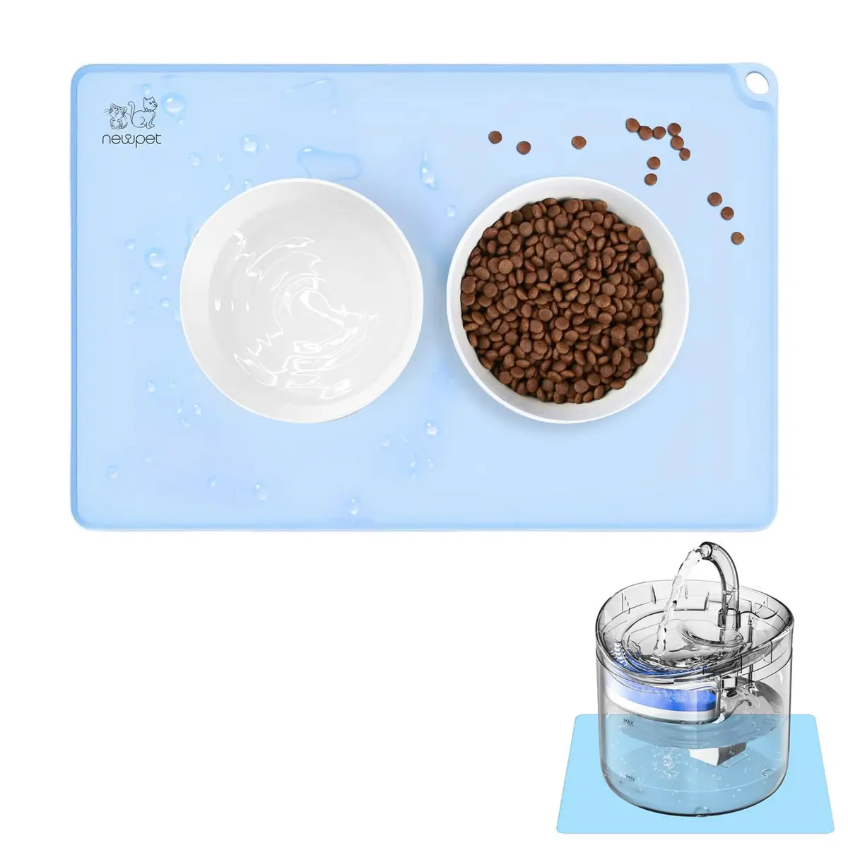 NEWPET Tapete Silicone Pet, 50 * 40CM Jogo Americano para Gatos, Tapete para Comedouro Pet (Azul, 50 * 40CM) - 1