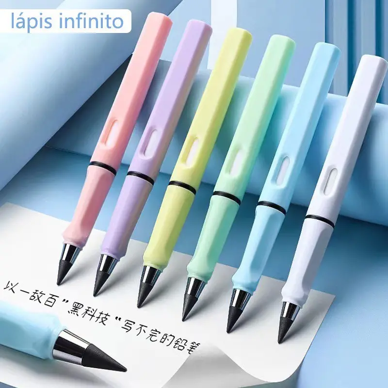 KIT 6 Lapis Infinito Nova tecnologia ilimitada escrita lápis sem tinta novidade Volta Escola - 1