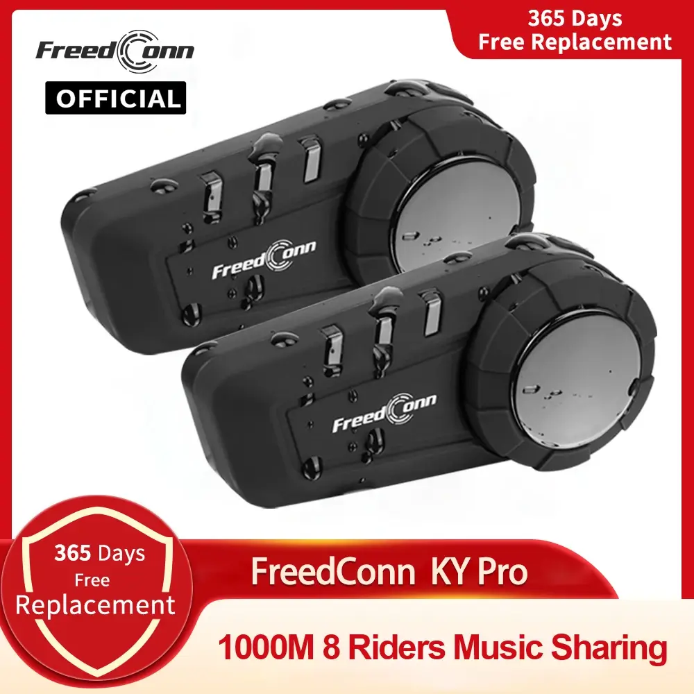 Intercomunicador Bluetooth Freedconn KY Pro para Motocicleta, Headset para Capacete, 6 Motociclistas, 1000M, Interfone à Prova d'Água