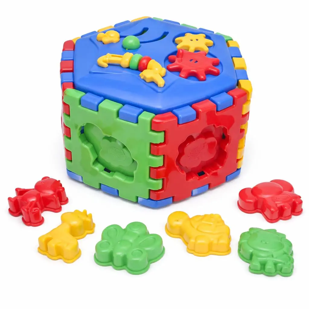 Cubo Interativo Educativo Infantil com Peças de Encaixe Animais Colorido em Plástico 6 Peças Estimula Coordenação Motora e Aprendizado para Bebês a partir de 12 Meses - 1