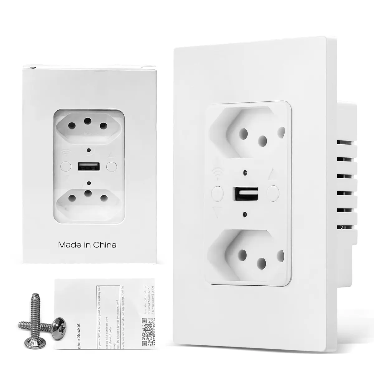 Interruptor Inteligente WiFi, Tomada Inteligente WiFi, Controle Remoto de Eletrodomésticos Por Tele Celulares, Interruptor Cronometrado, Controle Por Voz,com 1*Porta USB