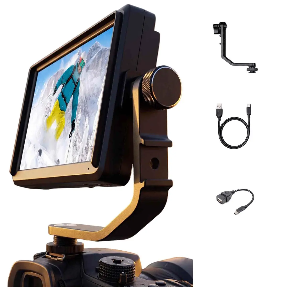 Monitor de câmera S55E de 5,5 polegadas, entrada/saída HDMI 4K, LUT 3D personalizado, Design leve de monitoramento de forma de onda (bateria não incluída)