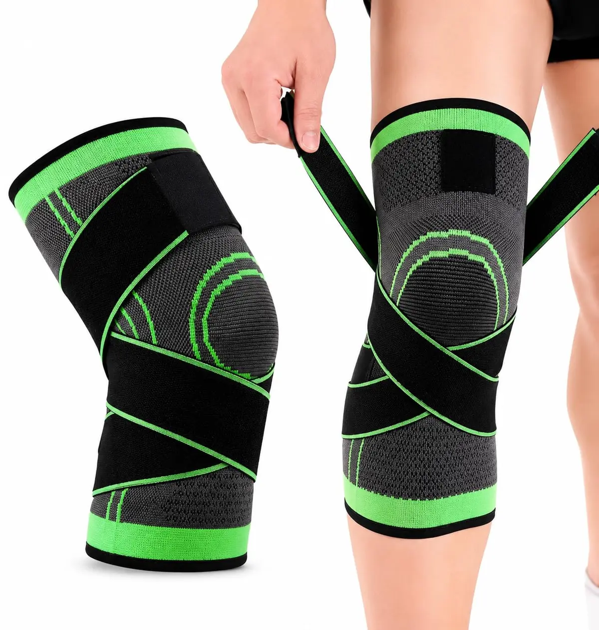 JOELHEIRA DE COMPRESSÃO ORTOPÉDICA ESPORTIVA COM FAIXAS AJUSTÁVEIS | Bilateral Estabilizadora - Treino Corrida Futebol Suporte Recuperação Conforto Respirável Prevenção Lesões Material Premium