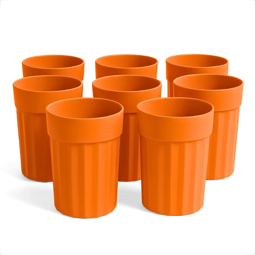 Kit Copos Plásticos Coloridos 350ml Reutilizáveis para Festas(10Pcs Laranja) - 1