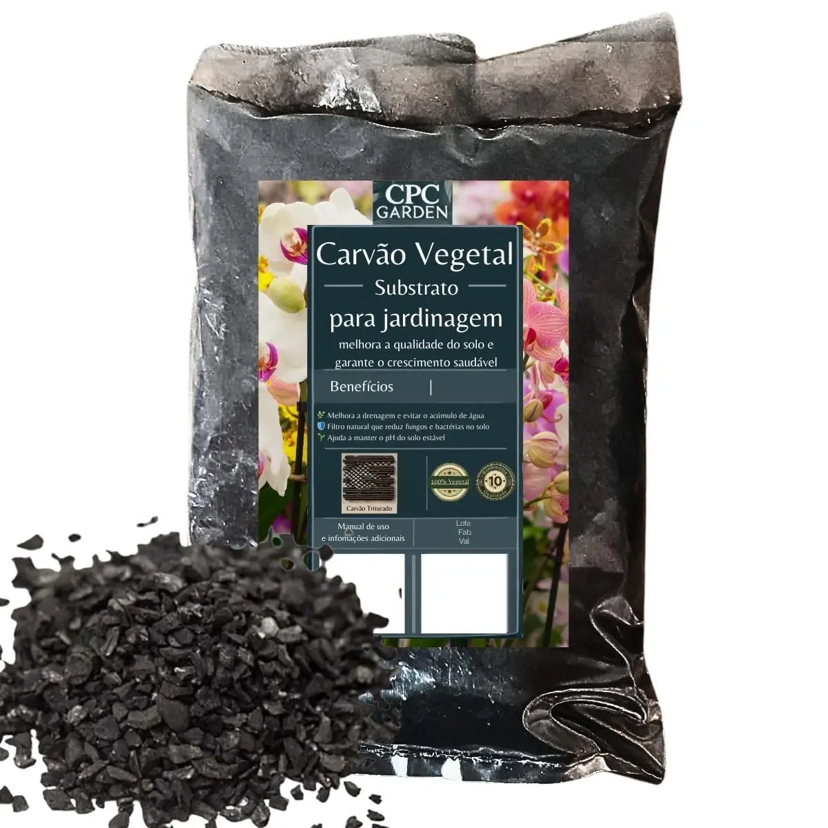 Carvão Vegetal Premium para Jardinagem CPC Garden (5 Litros)