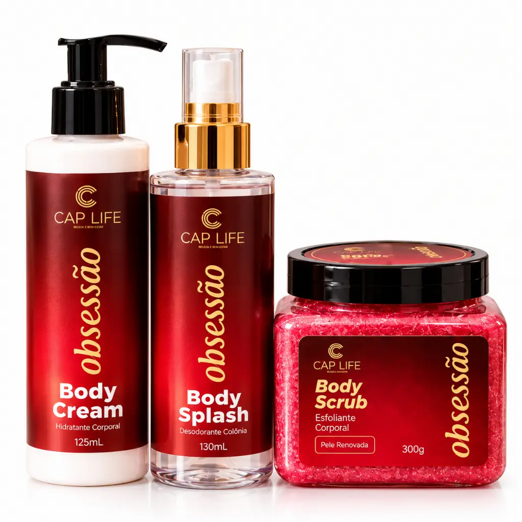 Kit Obsessão Cap Life Body Splash 130ml + Body Cream 125ml + Esfoliante Corporal 300g Feminino - 1