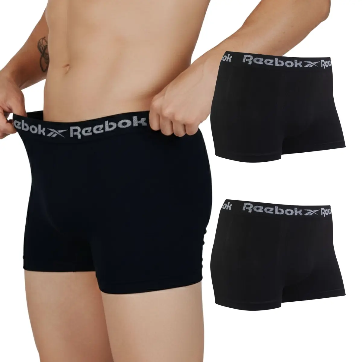 Kit 2 Cuecas Boxer Reebok Microfibra Sem Costuras Dry Fit Secagem Rápida Anti Assaduras Cós Elástico Confortável Masculina - 1