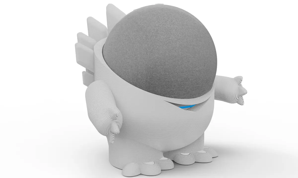 Splin Suporte de Mesa compatível com Echo Dot 4 ou 5 modelo Dino Baby Echosaurus (branco)