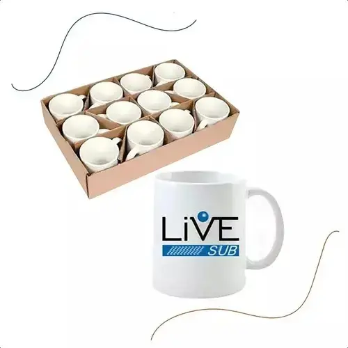 6un Caneca Branca De Porcelana Live Para Sublimação Cor Branco