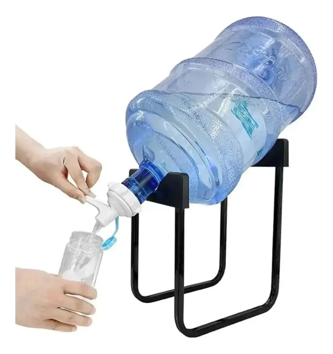 Suporte Metálico Para Galão 3 A 20 Litros 1 Válvula Torneira Preto