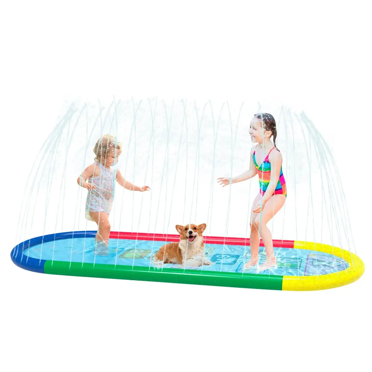 Brastoy Piscina Chafariz Infantil 170cm Splash Sprinkler Pad (Numérico) | splash pad, tapete sprinkler agua, piscina infantil inflavel, brinquedo aquatico criança, jogo jardim