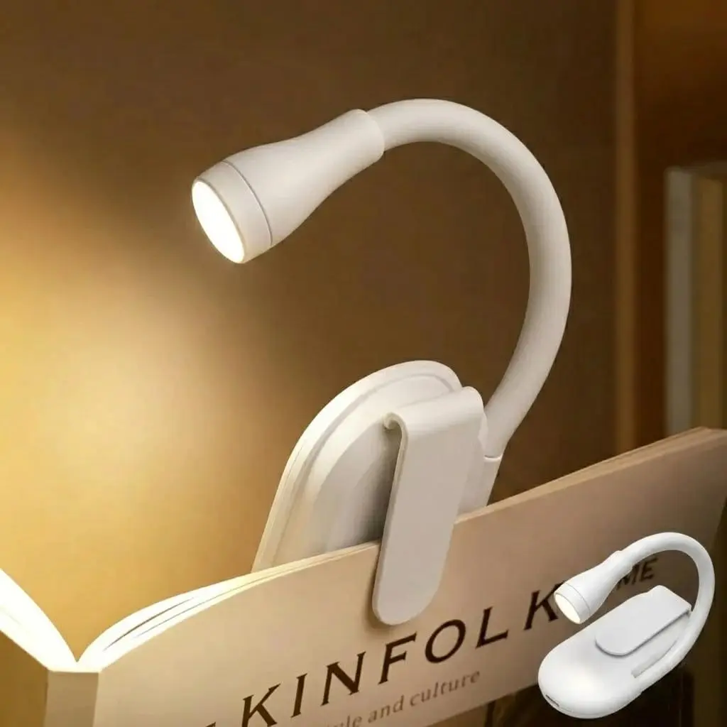 Luz de Leitura LED Recarregável USB para Livros, Iluminação Quente, Neutra e Fria, Ideal para Estudar e Ler à Noite, Design Compacto Premium – Qualidade Premium LNMAX® (Branca) - 1