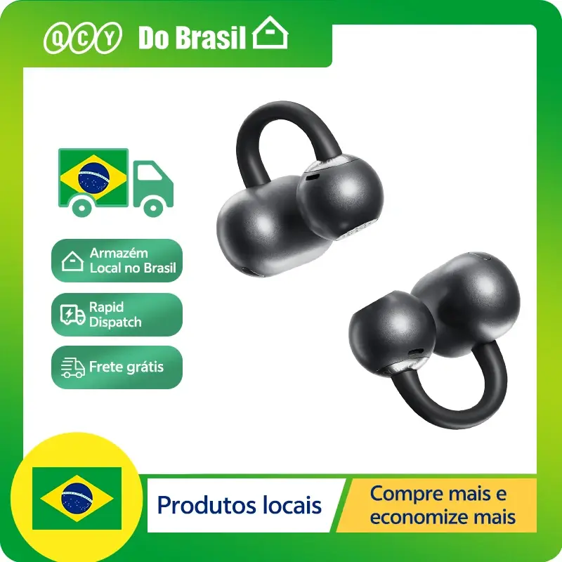 QCY CT06 clip on fones de ouvido Crossky C50 orelha aberta sem fio bluetooth 6.0 com 4 microfone 35h confortável para correr Confortáveis para corrida e atividades físicas. Classificação IPX5. Ultraleves.