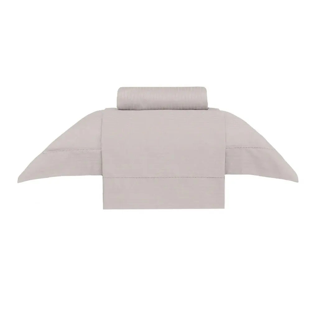 Buddemeyer Jogo de Cama Solteiro Damask Stripes 100% Algodão Kaki 3 pç | Cetim 300 Fios
