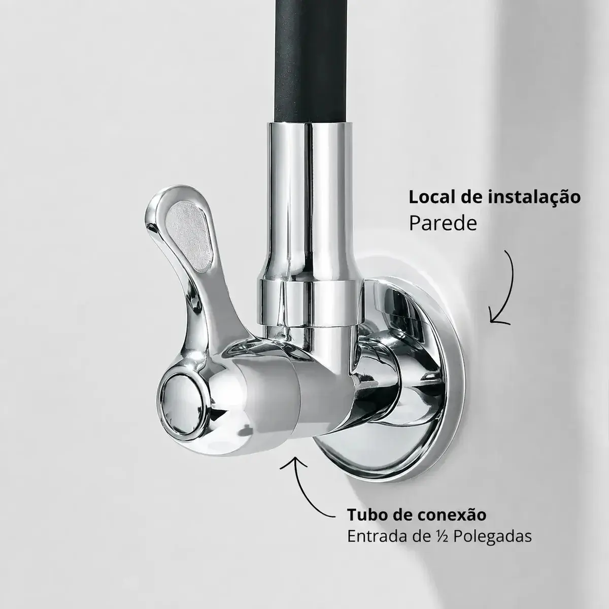 Torneira Gourmet Luxo Flexível Cozinha Parede 2 Jatos Pia Metal Cor Aço Inox e Preto- Marca Camperluz thumbnail 4