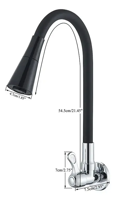 Torneira Gourmet Luxo Flexível Cozinha Parede 2 Jatos Pia Metal Cor Aço Inox e Preto- Marca Camperluz thumbnail 7