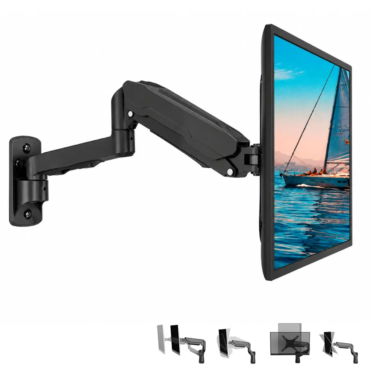 Suporte Articulado de Mesa para Monitor 13" a 43" Ajuste de altura | Suporte de Mesa Articulado para Monitorde, Suporte Monitor Mesa Articulado a Gás com Ajuste Ergonômico até 10kg, Preto