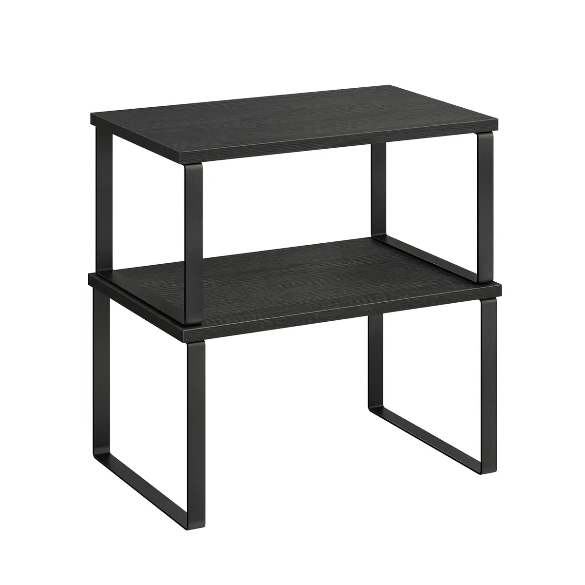 SONGMICS Kit com 2 Porta Temperos para Armário de Cozinha, Preto | Prateleira de Cozinha Expansível, Porta-Temperos Empilhável, Preto, Coleção BYSTRO BRKCS02B01