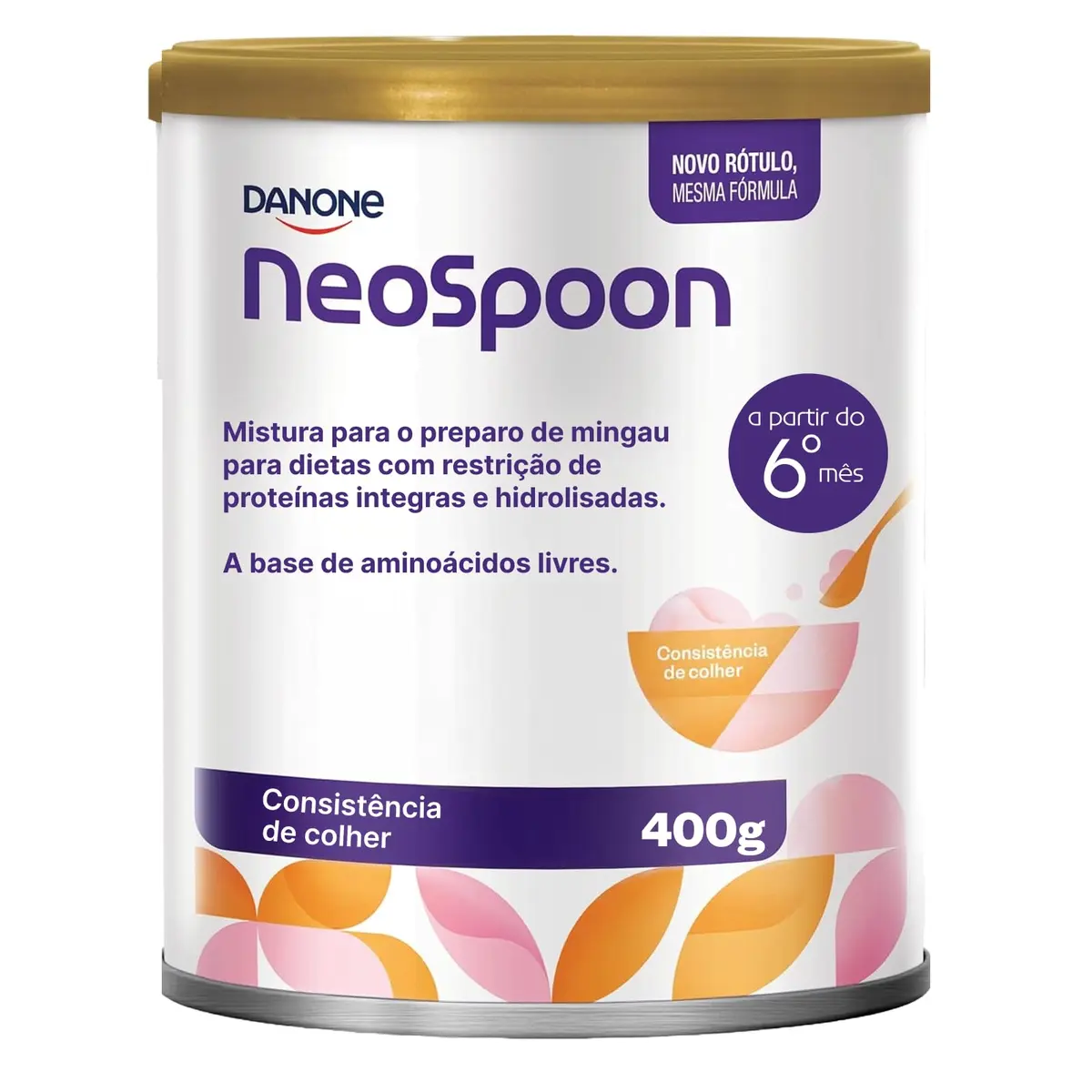 NeoSpoon, Mistura para mingau desenvolvida para crianças com APLV (Alergia à proteína do leite de vaca) a partir de 6 meses de idade, com textura cremosa para comer de colher, sem sabor, 400g - 1