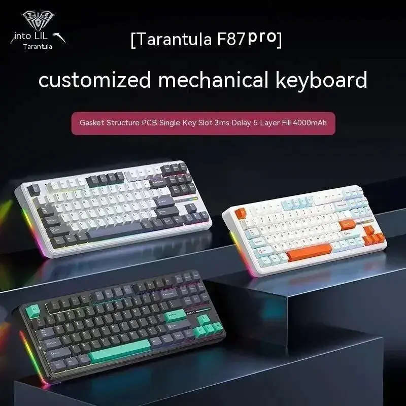 AULA F87 Pro Teclado Mecânico 2.4g/Usb/Bluetooth Tri Mode Sem Fio 87 Chave Rgb Pbt Junta 5 Camadas Silencing Chave Completa Sem Impacto - 1