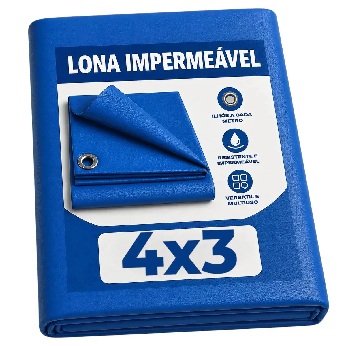 Lona Plástica Azul 4x3 Impermeável Reforçada Multiuso Cobertura Piscina Telhado Camping Com Ilhós Proteção UV Lonas Online