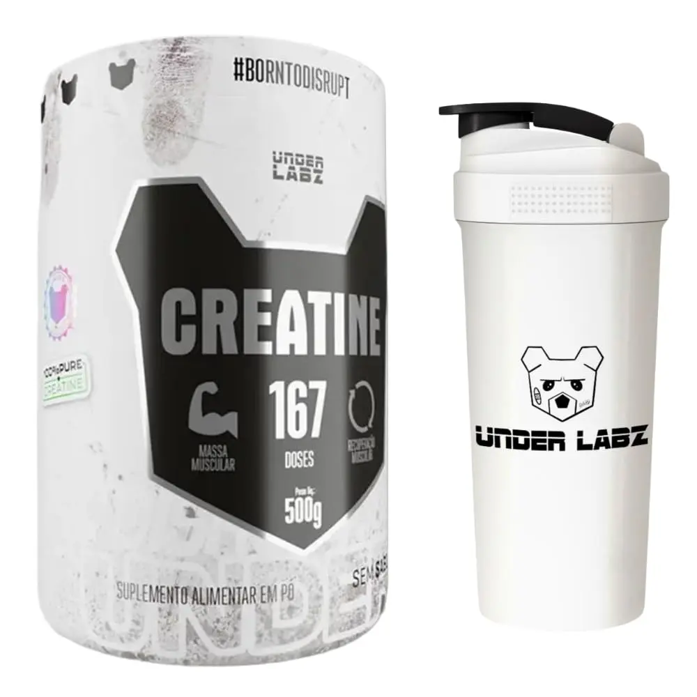 Kit Under Labz - Creatina Pura - 500G + Coqueteleira - 1