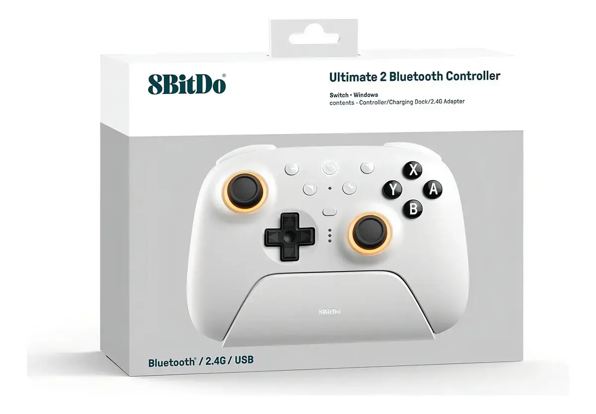 Controle Bluetooth 8BitDo Ultimate 2 com Dock para Nintendo Switch e Windows