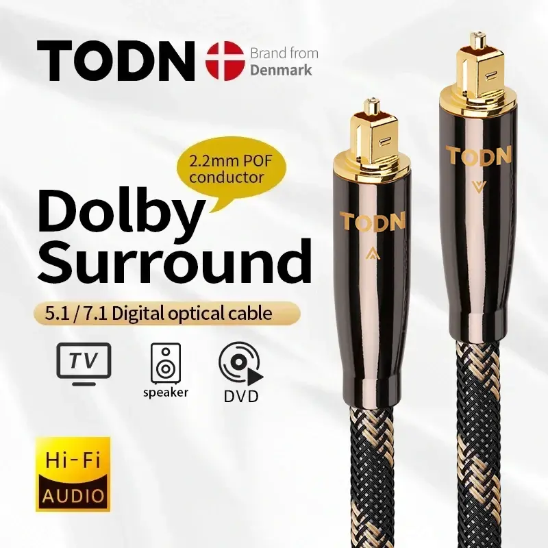 Cabo de áudio óptico digital Toslink, 1m, 2m, 3m, 10m, 15m, para hi-fi, dvd, tv - 1