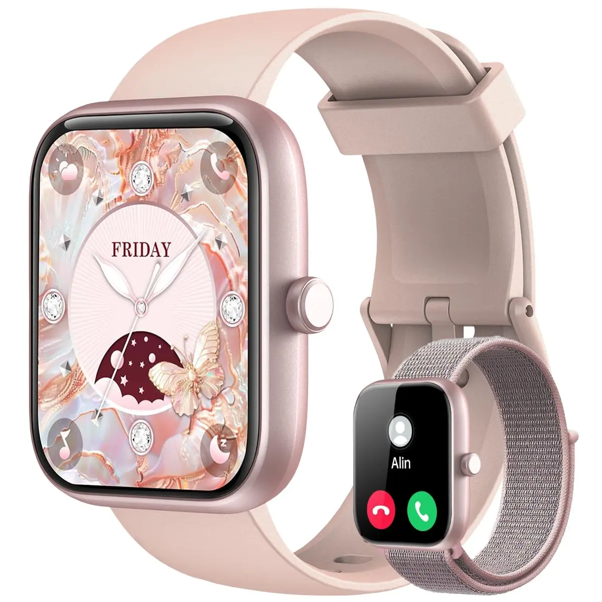 Smartwatch Feminino 1,83" HD com Alexa, Bluetooth e 2 Pulseiras | Tela HD de 1,83", Alexa, Chamadas Bluetooth, 120 Modos Esportivos e IP68, Compatível com Android e iOS