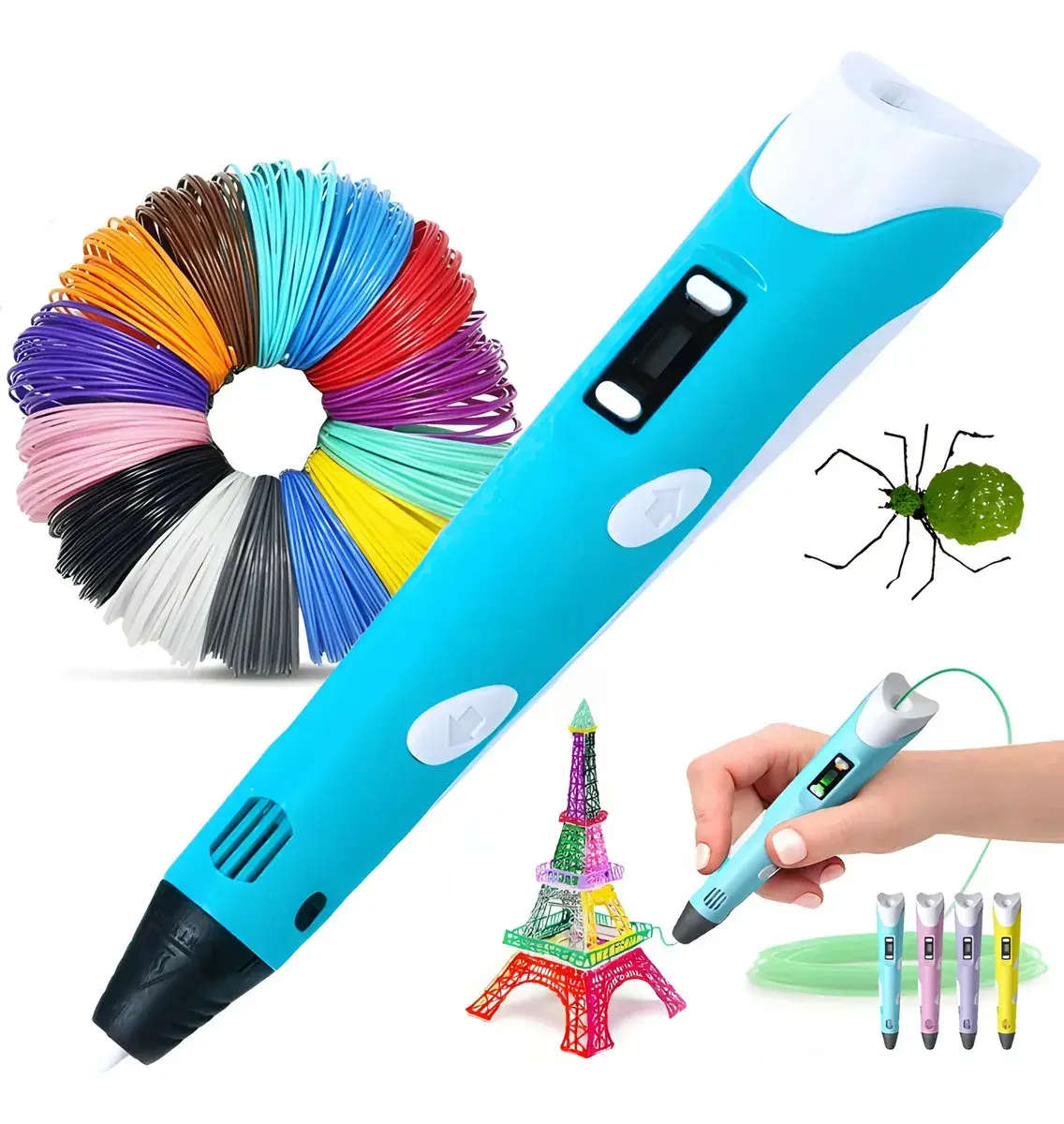 Caneta 3d Impressora Profissional Infantil Com Refil E Cabo Usb Parosprotect Azul - 1
