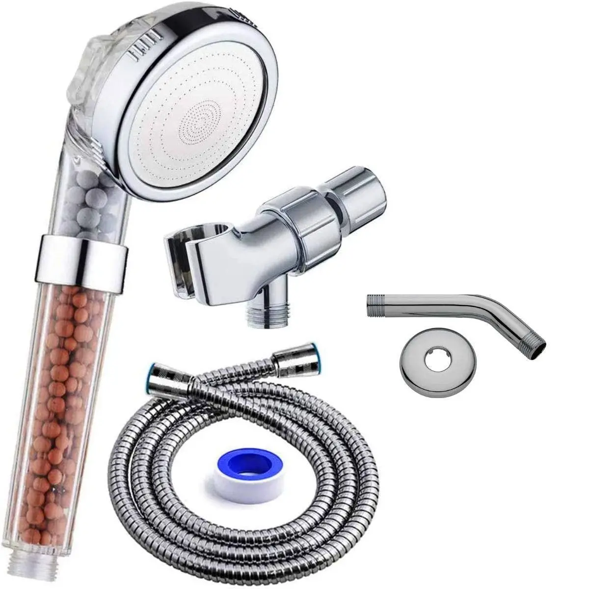 Chuveiro de Alta Pressão com Filtragem - 3 Saídas de Água (Jato, Chuva, Massagem) - Kit Completo com Acessórios - Puro e Suave