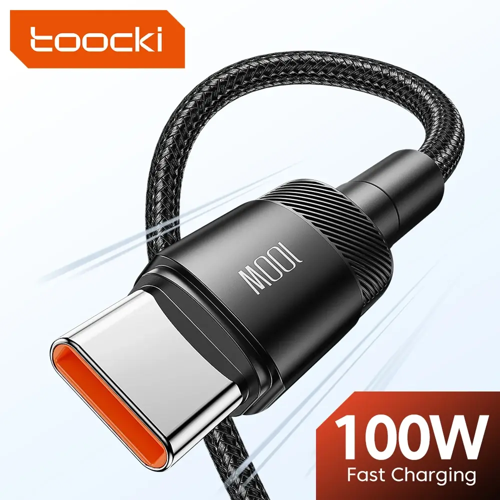 Toocki-Type C Cabo de carregamento rápido, cabo de carregador para Xiaomi, POCO, F4, F3, Samsung, Redmi, Macbook, USB, PD, 5A, 100W, 3m