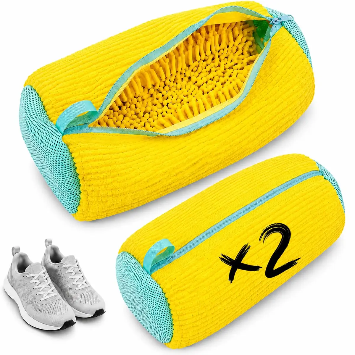 Kit 2 Sacos para Lavar Tênis na Máquina de Lavar com Zíper, Protetor Reutilizável para Lavagem de Calçados, Bolsa Protetora para Sapatos e Tênis com Estrutura Respirável (2)