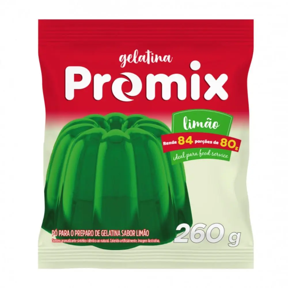Gelatina em Pó Promix Limão 260g – Rende 6,5L - Alto Rendimento, Fácil Preparo, Ideal para Food Service e Sobremesas