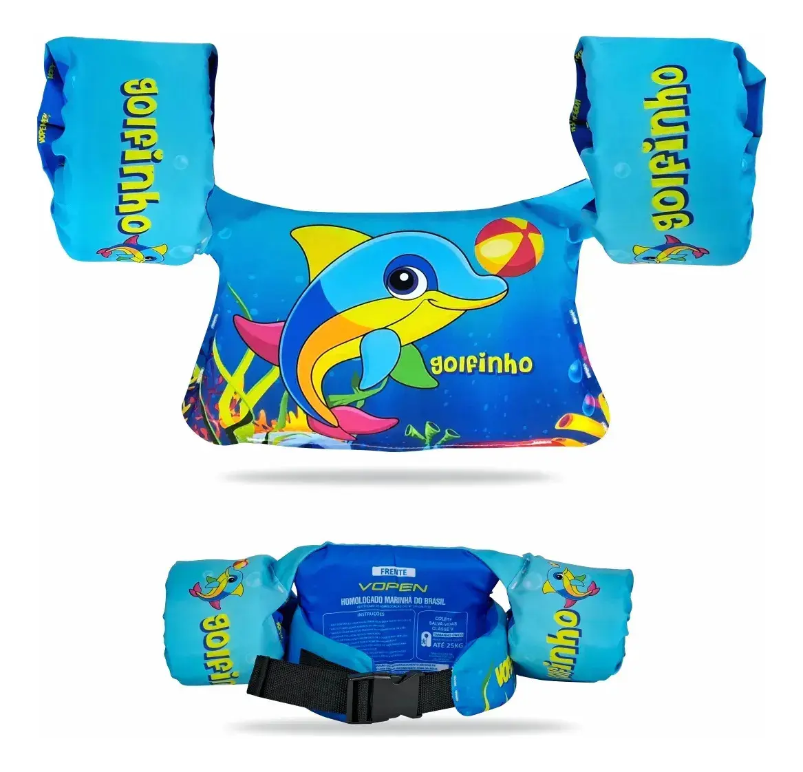 Boia Colete Salva Vidas Infantil Kids Não Fura Vopen Cor Golfinho Tamanho Até 25Kg