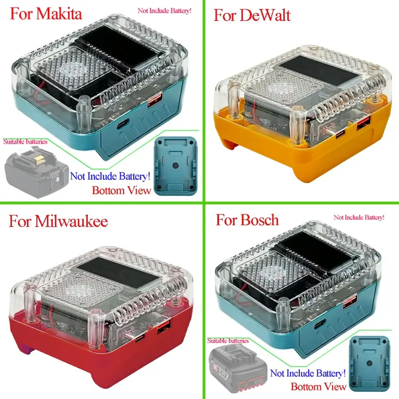 Adaptador de caixa de bateria de lítio para makita 18v para dewalt 20v para bosch para milwaukee para carregador m18 usb tipo-c power bank max138w