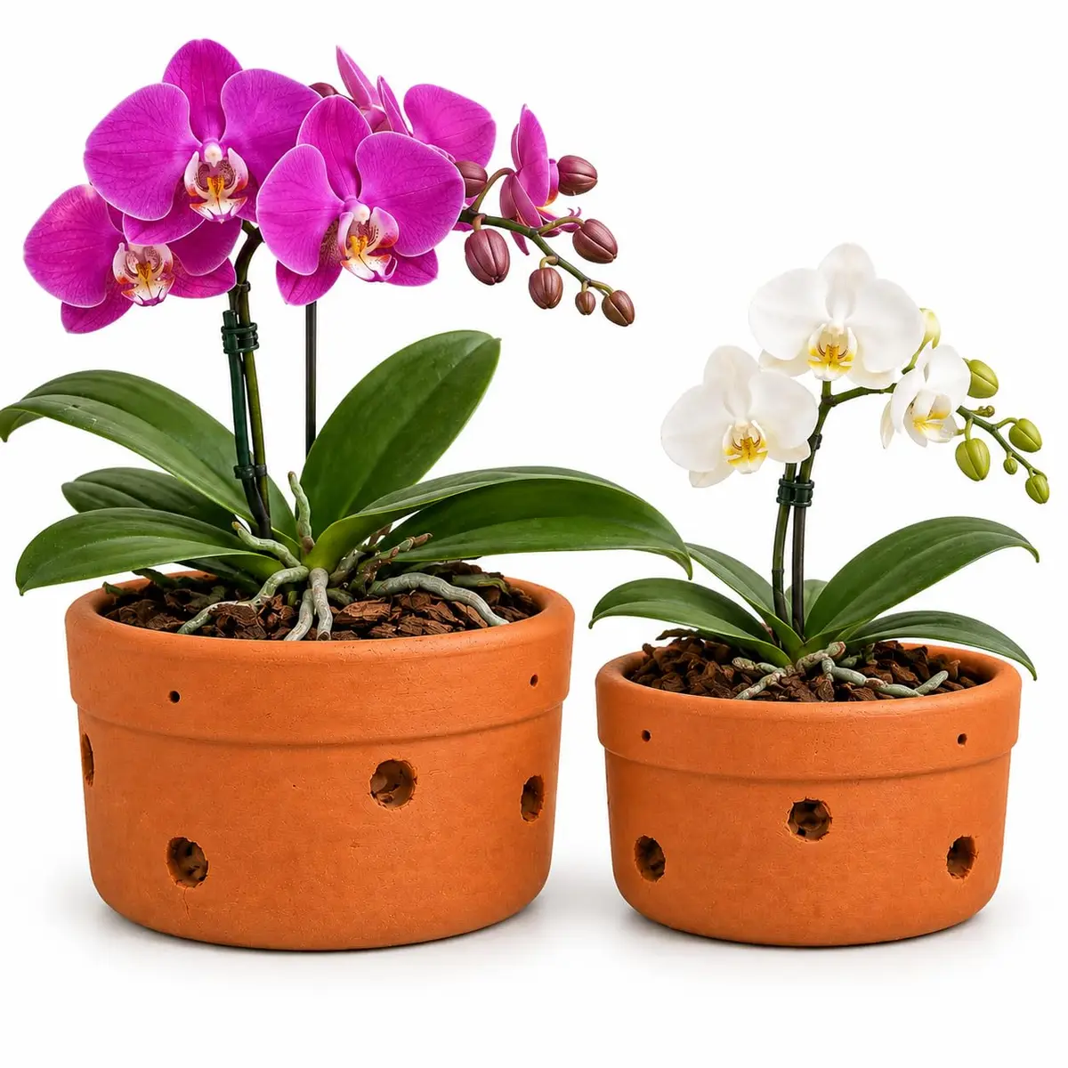 Kit 2 Vasos de Barro Terracota para Orquídeas – Tamanhos Diferentes