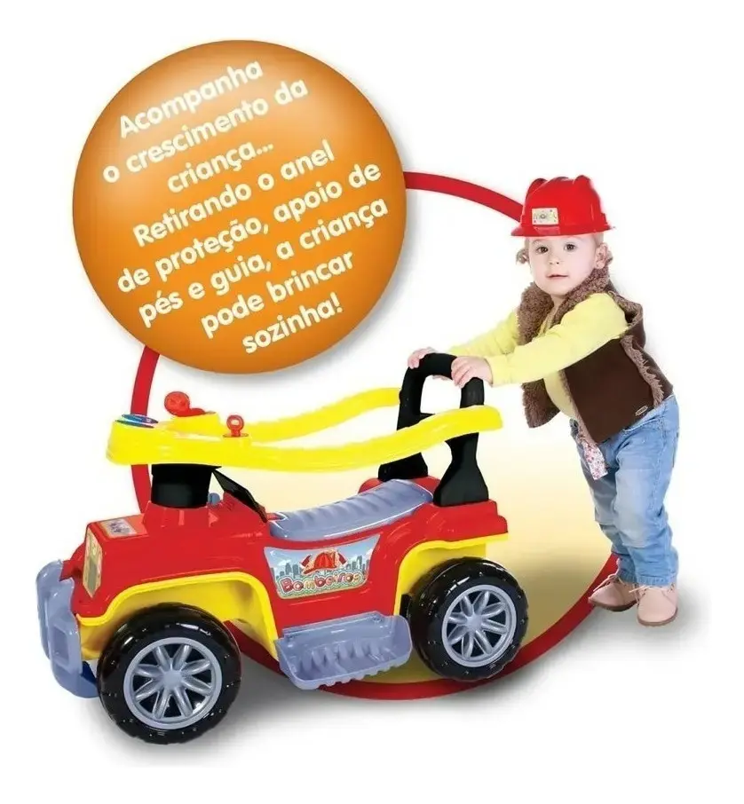 Carrinho de Passeio Infantil Maral Vermelho com Empurrador e Anel de Proteção