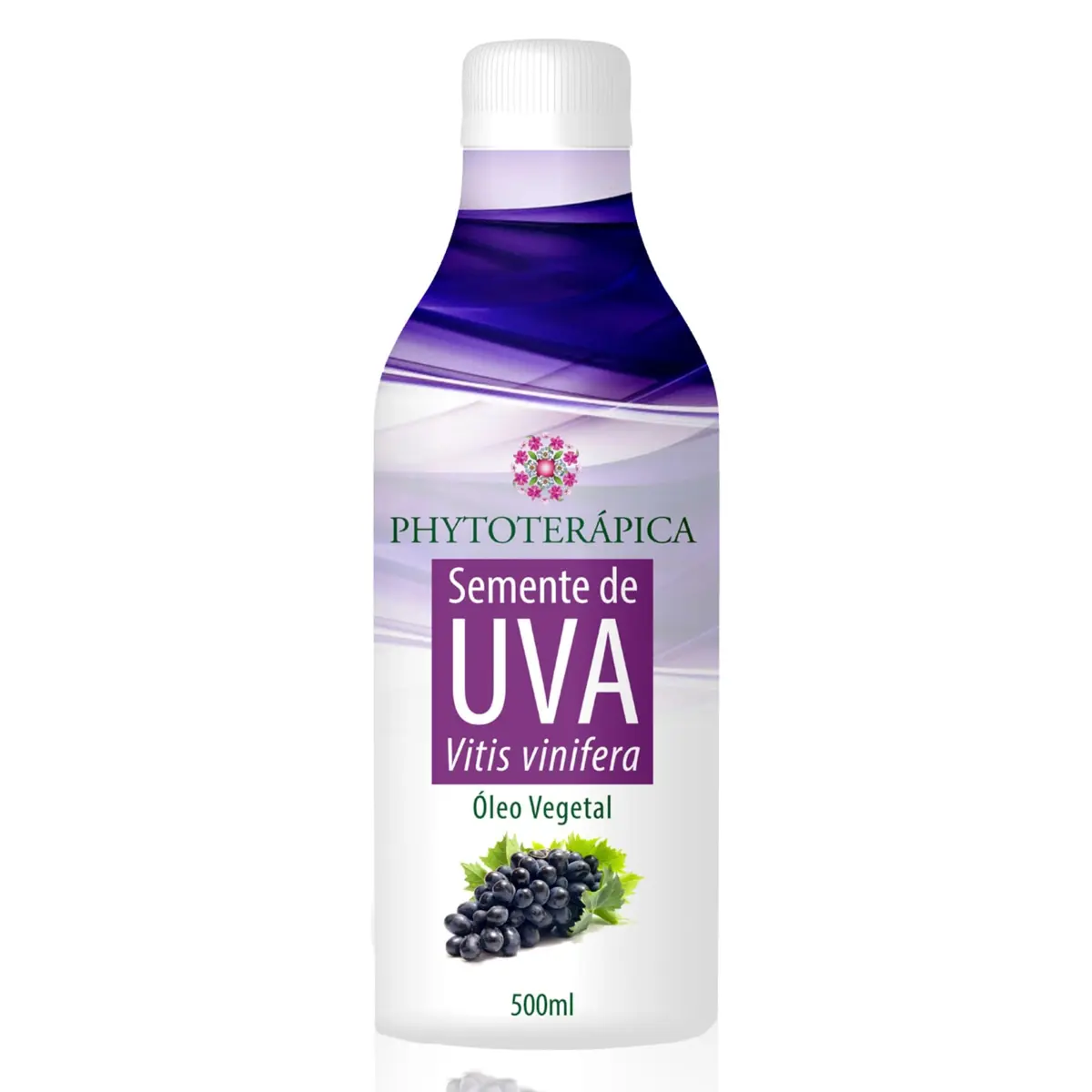 Óleo Vegetal de Semente de Uva Phytoterápica, 500ml, para Massagem e Aromaterapia, Puro e Natural