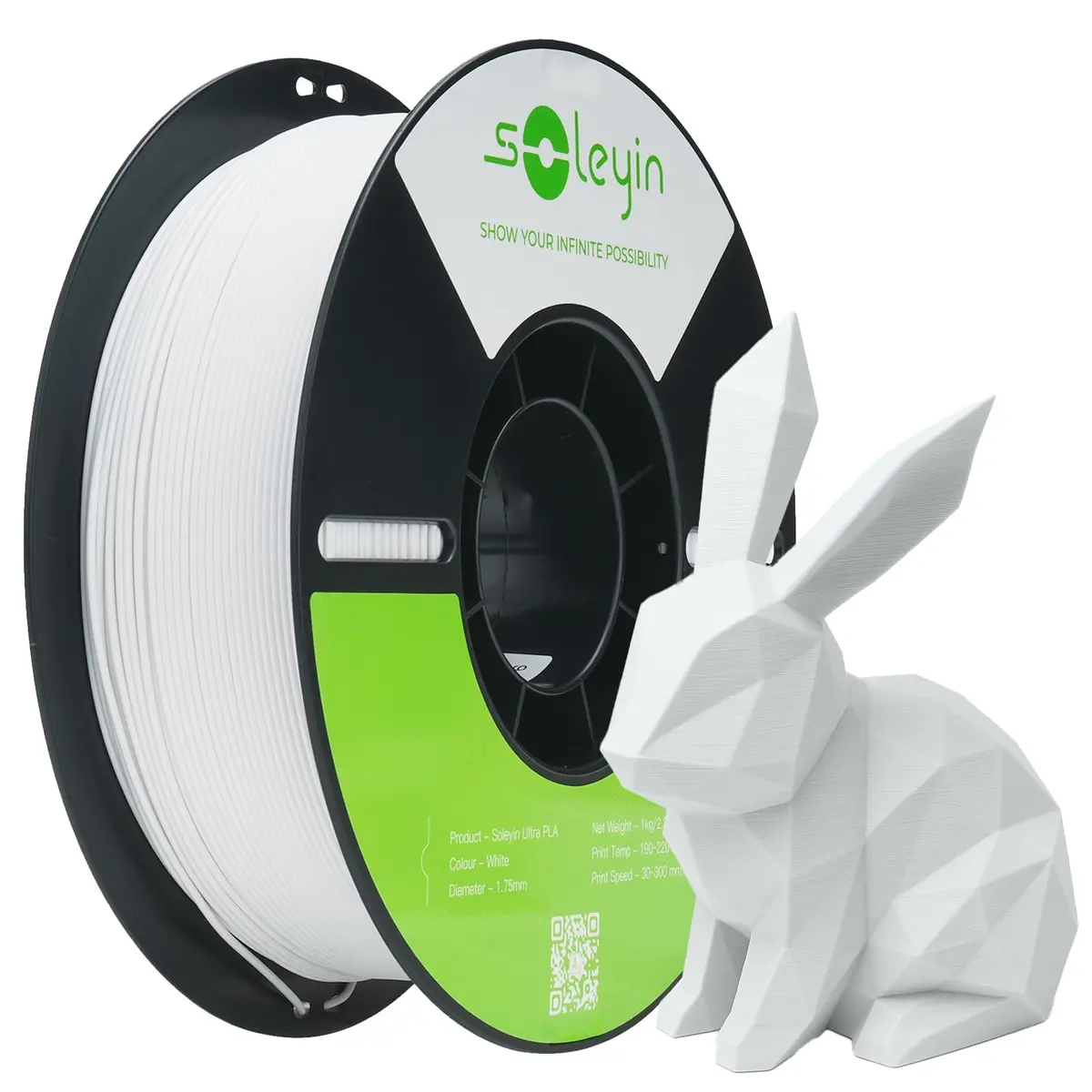 Creality Filamento Soleyin Ultra PLA 1,75 mm para Impressora 3D, Velocidade de 300 mm/s, Resfriamento e Modelagem Rápidos, Bobina de 1kg (2,2lb), para Creality Ender K1, K1C Series (Branco)