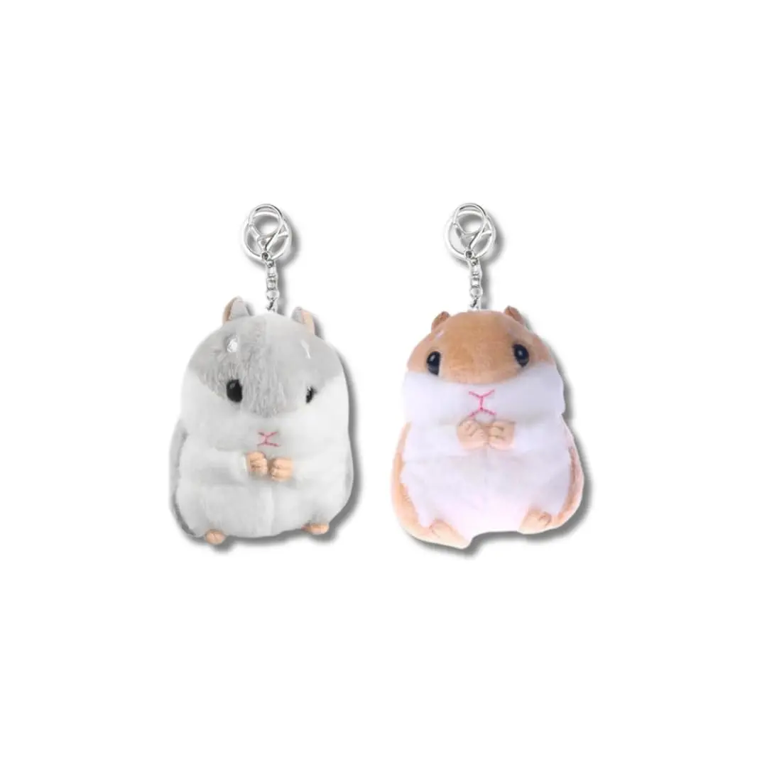 Kit 2 Chaveiros Hamsters de Pelúcia Macia – Pingente Fofo para Bolsa, Mochila, Chaves e Retrovisor – Presente Criativo e Colecionável - 1