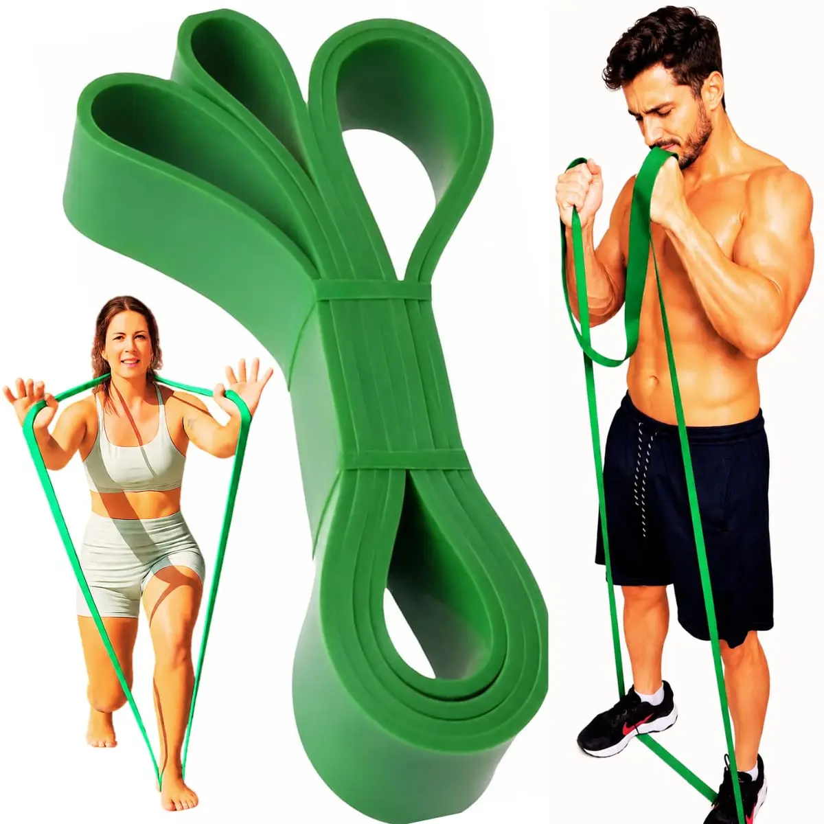 Super Band Elástico para Exercícios, Calistenia, Treinamento de Força, Preparação TAF (VERDE - EXTRA FORTE - 4.4CM)