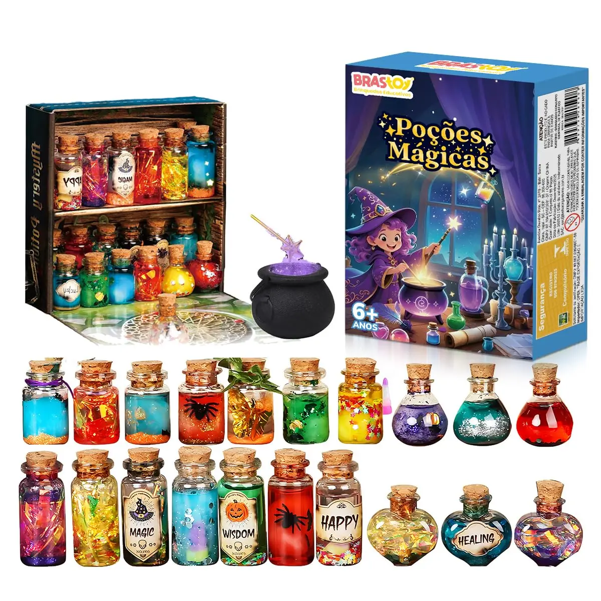 Kit Experimentos Ciência STEM Educacional Infantil Mais de 50+ Combinações de Química, Brinquedo Didático Presente Criança (Kit de Poções Mágicas)