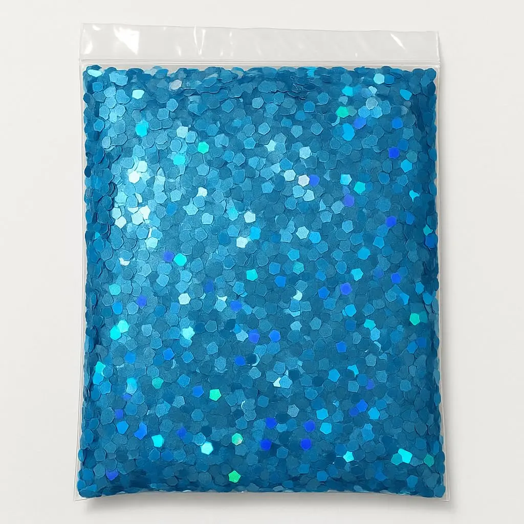Confete Holográfico Mini 3mm 100g Azul Claro para Balão Bubble | Fácil de usar em balões bubble, cria efeito flutuante e luminoso